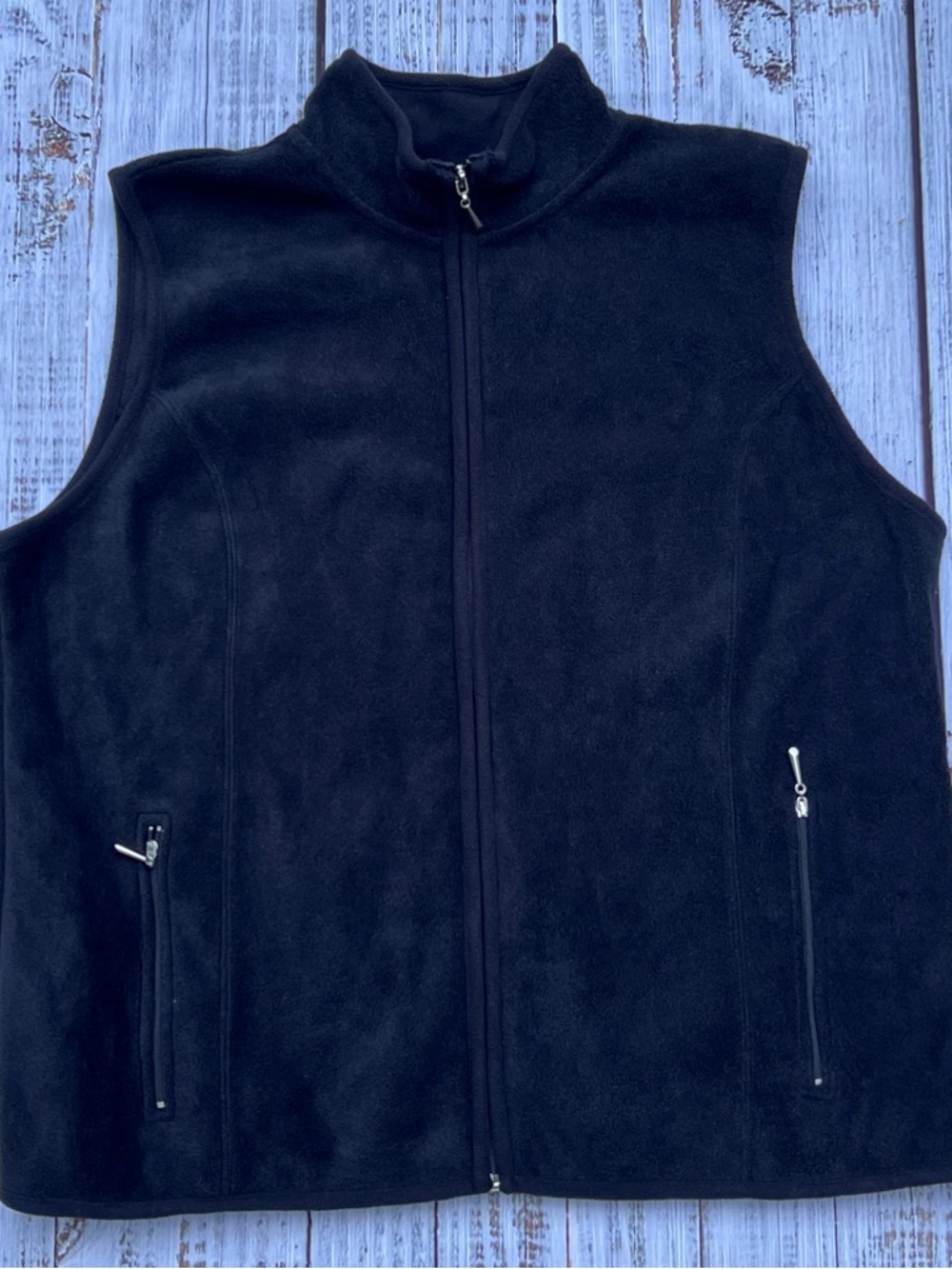 Karen Scott Men's Black Full-Zip Fleece Vest